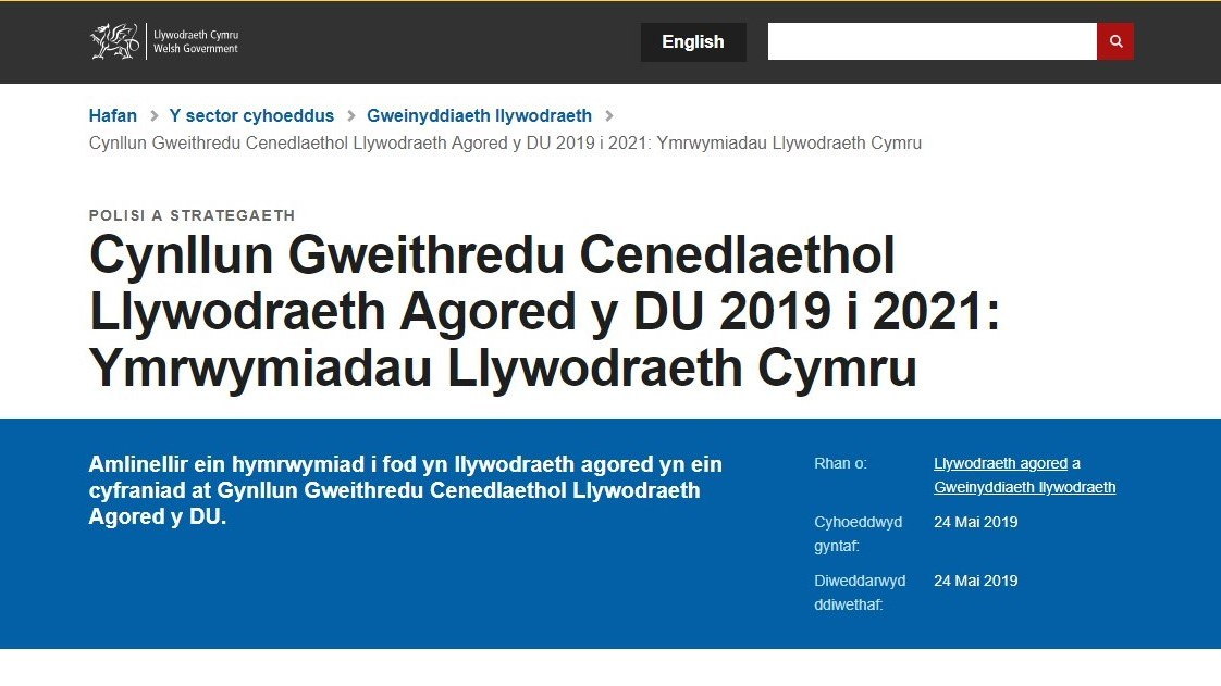 sgrinlun o ymrwymiadau Llywodraeth Cymru