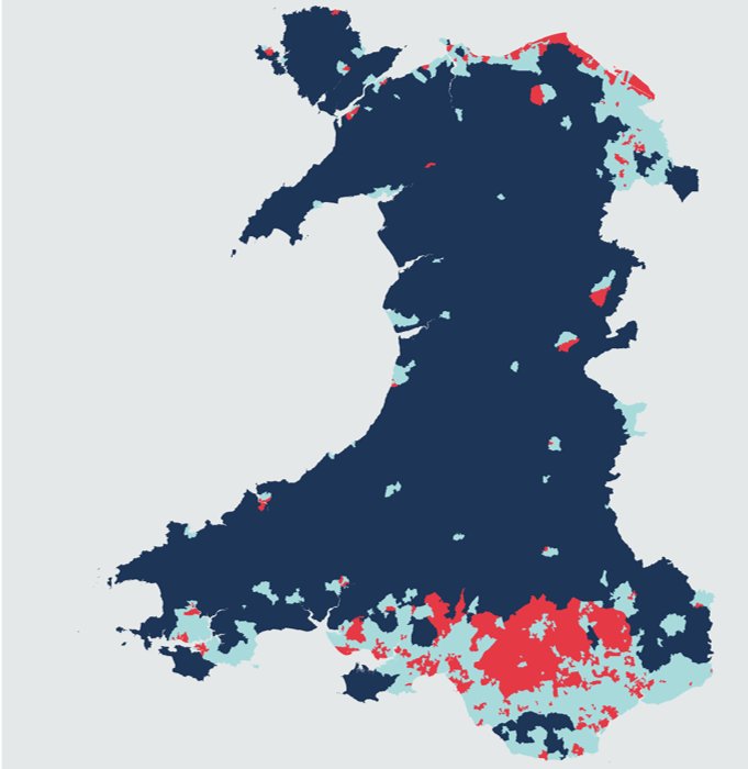 Tri grŵp clystyrau ar gyfer dangosyddion amddifadedd yng Nghymru.